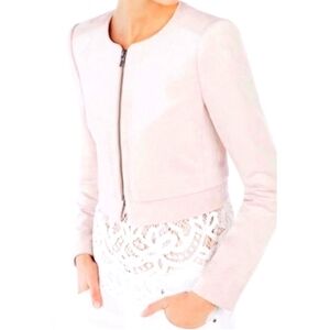 BCBGMaxAzria faux suede Moto Jacket light pink
